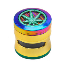 New Zinc Alloy 63mm 4 parts herb grinder weed grinder with See-through Window colorful herb crusher smoking accessories